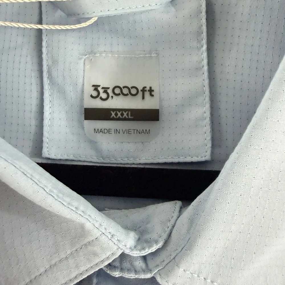 33,000ft Fishing Shirt Mens XXXL Light Blue Air-Hole Tech Long Sleeve Vented
